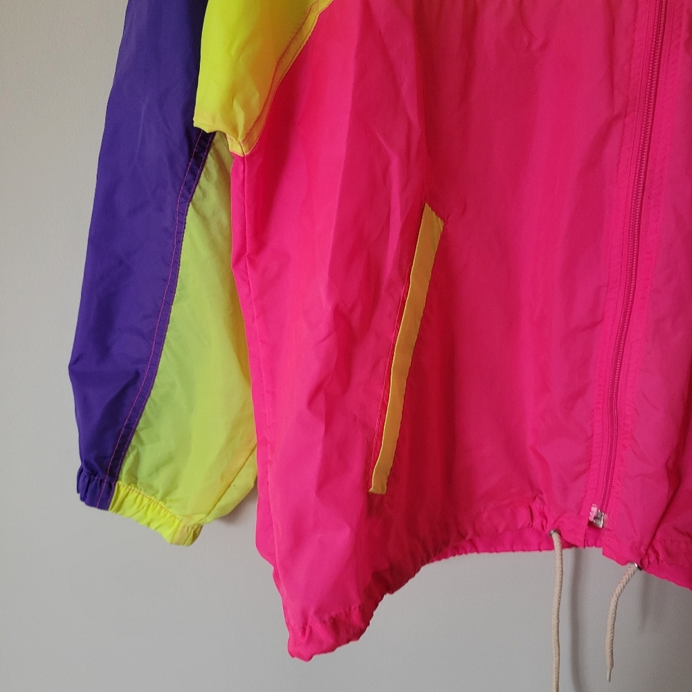 Vintage 90s Neon Windbreaker Lightweight Jacket - Picture 4 of 7